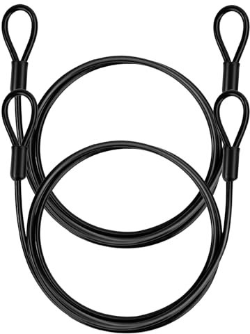 Alriedy 2 Stück Sicherheitskabel Schlaufenkabel 1m Lang 4mm Drahtseil Mit Ösen, Kunststoff Ummantelt Für Kabelschloss Fahrradanhänger, Robustes Sicherheitsseil Mit Hoher Belastbarkeit