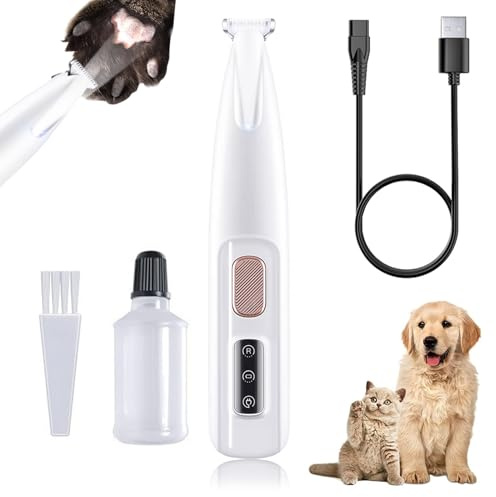 Hundnageltrimmer, Hundhårstrimmer med LED-skärm och Smörjolja, Sladdlös Hundklotrimmer, Låg ljudnivå och Uppladdningsbar, Sällskapsklippare för Trimning Av Tassar, ögon, öron,