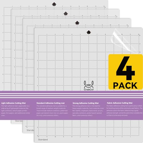 Cutting Mats for Silhouette Cameo 5/4/3/2/1 12x12 Inch 4 Mats Standard Stickness Dot Design Durable Long Lasting Replacement Sticky Cut Mat for HTV Vinyl Cardstock Projects