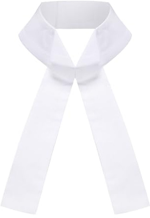 JCBFUME Unisex Plain Barrister Band Neck Collar Court Necktie NeckWear, White, One size