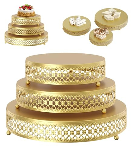 Ysislybin Soporte para Tartas, Soporte para Cupcakes 3-Tier Postre Soporte de Magdalenas Cartón Cupcake Stand Redondo Metal Postre Pantalla Tarde Té Taza Pasteles Bandeja para Bodas Fiesta Cumpleaños