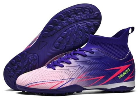 Botas de fútbol Unisex TF Interior/Césped Artificial - Medio Alto con Cordones, Malla Ligera y Transpirable, Tacos Antideslizantes