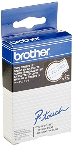 Brother TC293 Nastro Etichetta da 7,7 m x 9 m, Bianco/Blu