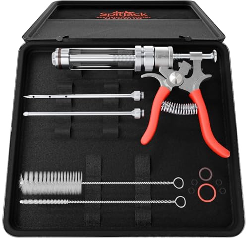 SpitJack Magnum - Iniettore per carne, siringa per affumicatura e condimento di carne. 2 aghi per mozziconi di maiale, petto di manzo, petto di tacchino. Capacità 50 ml. Prodotto negli Stati Uniti.
