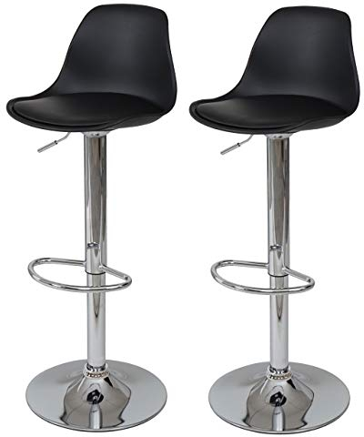 Mendler 2er-Set Barhocker HWC-B14, Tresenhocker Barstuhl Drehhocker, Kunstleder - schwarz