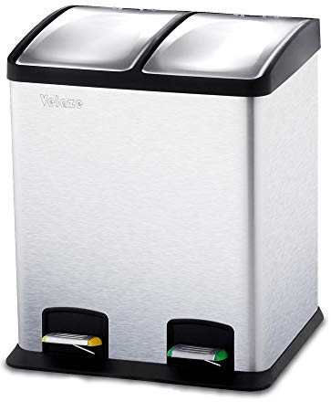 Velaze Cubos de Basura, Basureros Reciclajes de Acero Inoxidable Contenedores de Residuos para Oficina, Baño y Cocina (12L x 2)