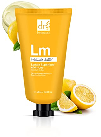 Dr Botanicals Lemon Rescue Body Butter 50ml | A Rich, Lemon, Zesty Body Butter for the Face, Hands, Body and Feet - Great for Dry Skin Patches