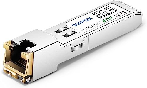 QSFPTEK 10G-T SFP+ RJ45 Modul, up to 30m, Cat6a/7 Fiber 10GBASE-T Kupfer RJ45 Transceiver GBIC für Cisco SFP-10G-T-S, Ubiquiti UF-RJ45-10G, Netgear, Mikrotik, D-Link (Unterstützt Mehrere Rate)