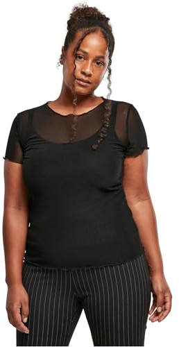 Urban Classics Damen Ladies Mesh Tee T-Shirt, Black, S
