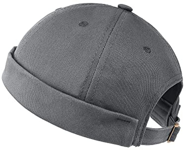 Zylioo XXL Brimless Docker Watch Cap Hat for Big Heads Large Trawler Beanie Hats Oversized Rolled Cuff Skull Cap Gray