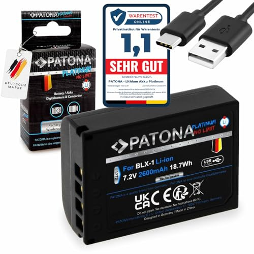 PATONA 1372 Platinum BLX-1 Akku mit USB-C Input, 2600mAh 18.7Wh 7.2V, kompatibel mit Olympus OM-1 OM-3 OM1 OM3 Ersatzakku für die Modelle BLX1 BL-X1 BL X1 BLX 1