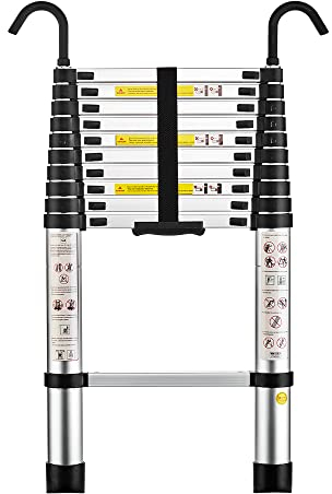 STANEW Escalera Telescópica de 3,2m de Aluminio, Plegable, Reposabrazos Extraíble, Multifunción Portátil Plegable Extensible, Carga Máxima de 150 kg
