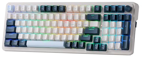Redragon K686 PRO 98 Tasten Gasket RGB Gaming Tastatur, 3-Modus Mechanische Tastatur mit Hot-Swap Sockel, Spezieller Drehknopfsteuerung & Geräuschdämpfenden Pads, Lineare Rote Schalter, Blaue Farbe