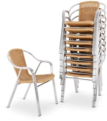 Raburg Bistrostuhl Vita, 10er-Set, Polyrattan, Natur, mit Armlehnen