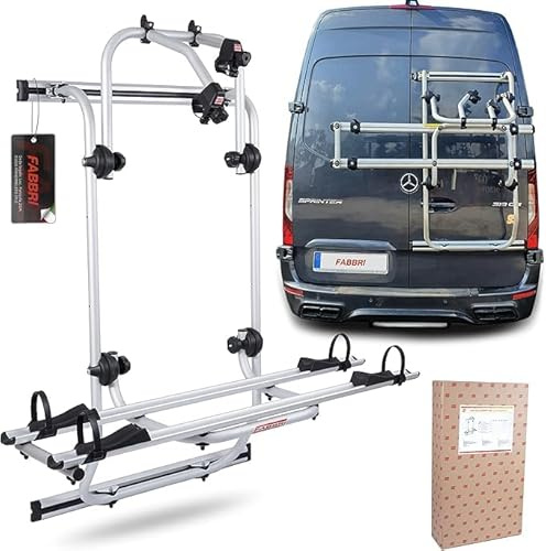autoSHOP Fahrradträger für Vans und Wohnmobile, Heck, 2 Fahrräder (20 bis 29/700c), Crafter, Sprinter, 45 kg Traglast, Aluminium, vormontiert