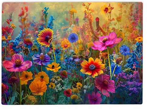 Shopagift Wildflowers Floral Scenery Glass Chopping Board Large Kitchen Worktop Saver 39cm x 28cm