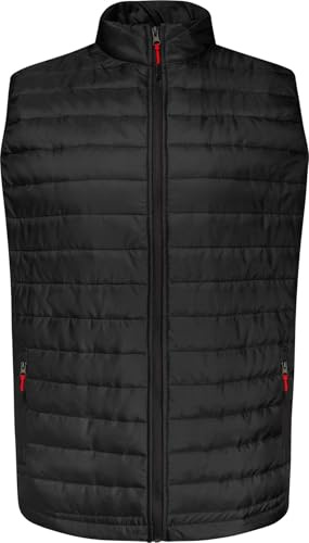 KAM Chaleco acolchado ligero con cremallera para hombre, talla grande, color negro, Negro, 5XL