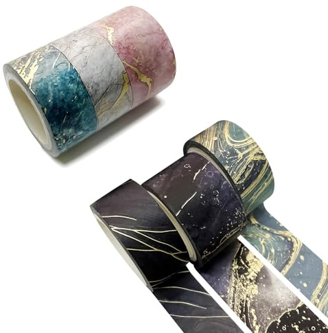 Husalsea 6 Rotoli Washi Tape Set, Accessori per Album di Ritagli, Nastro Adesivo Decorativo, Colorato Decorativo, Nastro Adesivo Colorato per Fai da Te, Artigianato, Scrapbooking, Confezioni Regalo