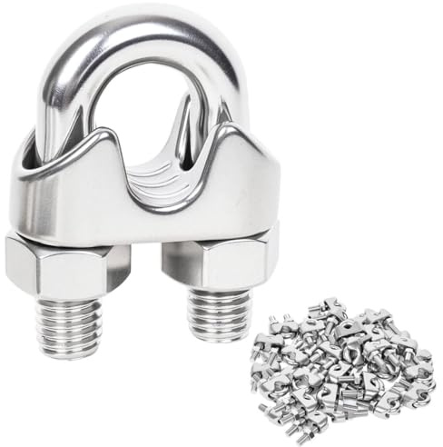 24 Stück M3 Zoll Edelstahl Drahtseil Kabelklemme Clips, Drahtseilklemme, Kabelklemme(M3, 24)