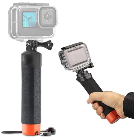 Mango Flotante para GoPro Hero 12/11/10/9/8/7/6/5, Palo de Mano Subacuático 18 cm con Correa de Seguridad y Espuma Antideslizante, Accesorio Impermeable para Cámara de Acción, Buceo y Snorkel