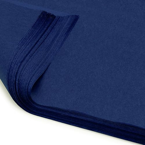 Pack of 10 x Vibrant Tissue Paper 500mm x 750mm for Gift Bags, Wrapping, Flowers, Wedding, Arts Crafts - Quality Acid Free (Dark Blue)