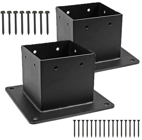 Sionhiuo Base para postes de terraza, 2 unidades, 8,4 x 8,9 cm, tamaño interior, pérgola, soporte de apoyo para , suelo, jardín, confinamiento, terraza, patio trasero, pabellones, cobertizos