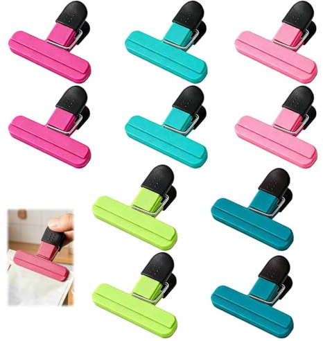 10 Piezas Clip para Bolsas de Alimentos, Clips de Sellado de Plástico Pinzas Cierre para Bolsas, para Cocina Oficina, Para Bolsas de Alimentos y Bocadillos, 5 Colores