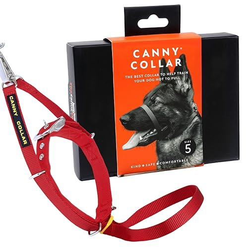 Canny Collar – Collar Antitirones de Cabeza para Perros Que Tiran | Arnés de Entrenamiento Suave y Seguro | Paseos Tranquilos sin Tirones – Rojo – Talla 5