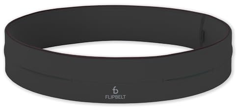 FlipBelt Classic Running Belt for Phone and Small Accessories, Exercise Waist Pouch for Women and Men, S, Carbon
