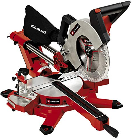 Einhell Zug-Kapp-Gehrungssäge TE-SM 2534 Dual (1800 W, max. 90 mm x 310 mm Schnitttiefe/-breite, Ø 250 mm Sägeblatt, beidseitig neigbarer Sägekopf, Zugfunktion, Laser)