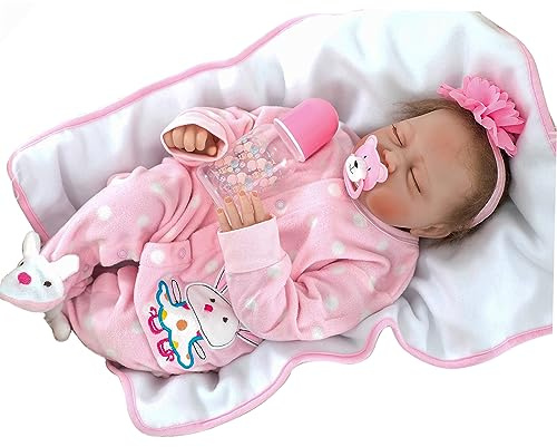ZIYIUI Muñeca Reborn Bebé Niña 22 Pulgadas 55cm Vinilo de Silicona Suave Simulación Recién Nacido Juguete Realidad Hecho a Mano Cumpleaños Reborn Dolls