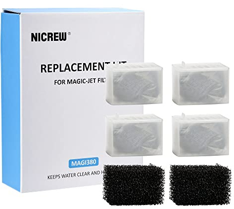 NICREW Replace Cartridge Fish Tank Filter 380L/H, Aquarium Filter Foam and Actived Carbonb