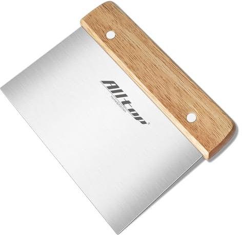 ALLTOP Dough Cutter – Premium Stainless Steel Food Scraper for Bread and Pastry – Bench Scraper with Ergonomic Wooden Handle – Multipurpose Kitchen Tool