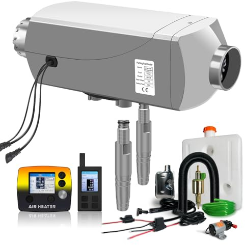 Ruiangaore Chauffage Diesel 8kW 12V, Chauffage Gasoil d'air et Eau Combiné avec Télécommande Bidirectionnelle et Écran LCD, Chauffage Diesel 12v pour Chauffage Camping Car, Chauffage Van aménagé