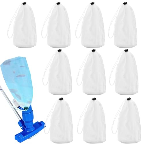 Bolsas para Filtro de Piscina | Filtros con Malla Fina para Aspirador De Piscina,10 Piezas Fundas De Nylon para Limpieza De Agua con Cordón De Cierre para Suciedad, Hojas, Y Cabello En