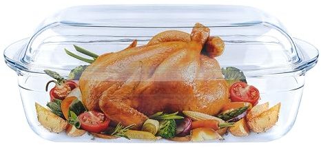 Vitrignis Large Casserole Dish With Lid - 4.7qt Glass Baking Dishes For Oven - Clear oval Glass Casserole Dish - Cookware For Cooking, Baking, Serving