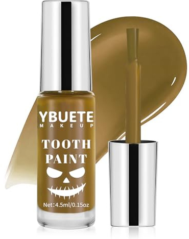 YBUETE Professional Halloween Yellow Tooth Paint, Temporary Nicotine Color Tooth Paint，Decayed Rotten Cruddy Missing Teeth Makeup, Perfect for Cosplay, Halloween Makeup, Theater, Costume Party