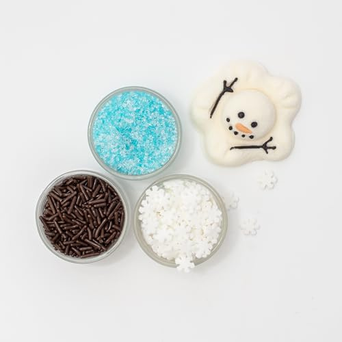 PME Cake Kit de Décoration Bonhomme de Neige Fondant pour Chocolat Chaud | 6 Guimauves Bonhomme de Neige & 3 Sachets de Vermicelles Festifs | Coffret Gourmand de Noël pour Boissons Chaudes (260g)