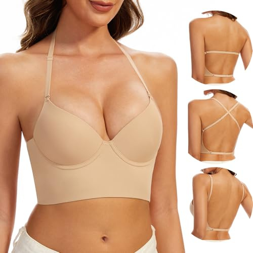 MimiChic Soutien-Gorge Dos Nu-Léger Rembourrage Invisible Bretelles