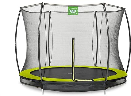 EXIT Toys Silhouette Bodentrampolin - ø244cm - Kompaktes Rundes Inground Gartentrampolin Outdoor für Kinder - Mit Sicherheitsnetz und Fußschutzsystem - Sicherer Einstieg - Gute Sprungkraft - Grün