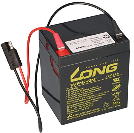 WSB Battery Kung Long Blei Akku AGM 12V 5 Ah zyklenfest mit Stecker für Rasenmäher kompatibel Sabo 43-Vario E Toro Briggs Stratton, 12V 4,5Ah, 12V 5,4Ah