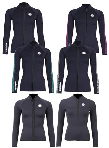 Two Bare Feet Women's Heritage Neoprene Wetsuit Jacket — Front Zip Surf Top for Swimming, Paddleboarding & Watersports | Lightweight, Flexible & Warm (Heritage Full Zip, M)