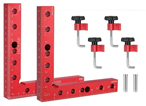 Präzisions 90 Grad Winkelspanner, 90 Grad Metall Winkel Spanner, Holzbearbeitung 90 Grad Winkelklemme, Carpenter 90 Grad Eckenspanner für Klemme Holz, Bilderrahmen, Möbel,16 X 16 cm, rot