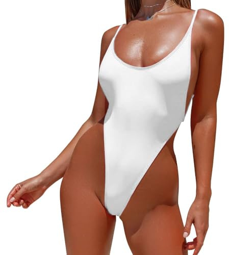 Maillot de Bain Une Pièce Femme Bretelles Spaghetti Réglables Dos Nu Monokini Ventre Plat Swimwear Push Up Swimsuit Sexy Amincissant Bikini Vintage Tankini