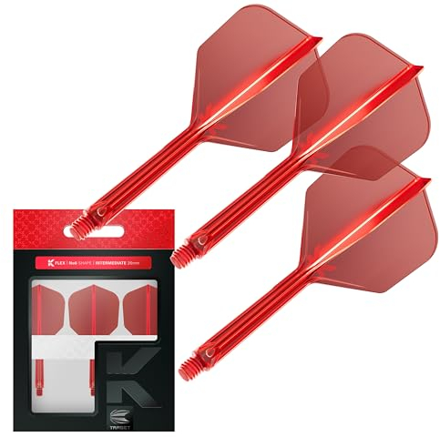 Target Darts K Flex Integrated Dart Flights and Shafts, Nr.6 Rot (Medium) | 3er Pack K-Flex - No6, Kflex All In One Moulded Dart Flight & Stem | Professionelles Dart Zubehör