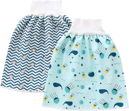 Anso - Paquete de 2 falda de pañales lavable para bebé, falda de entrenamiento de baño de algodón (B, 4 a 8 años)