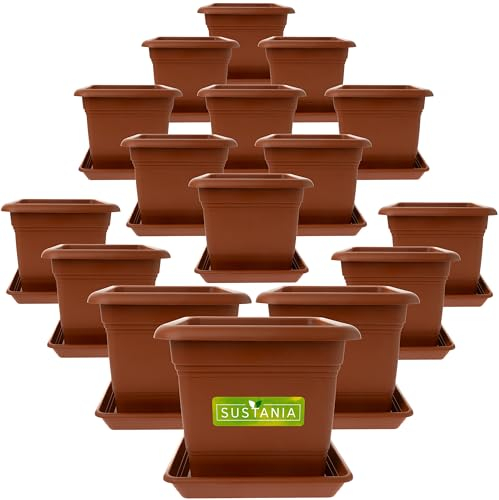 2friends Sustania Grand bac à Plantes extérieur Set de 16-40x40 Robuste Pot de Fleurs, Grand bac à Fleurs, Cache-Pot Terracotta, Pot de Plantes Haut pour Jardin & terrasse