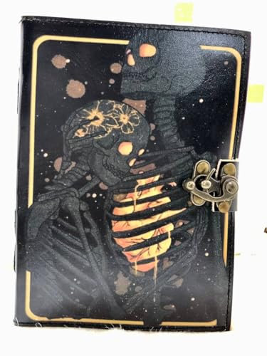 Blank Spell Book of Shadows Journal mit Verschluss – Mondphase-Druck Vintage handgefertigtes Leder Grimoire-Tagebuch | Wiccan heidnische Hexerei-Artikel | Verzaubertes Buch der Schatten |