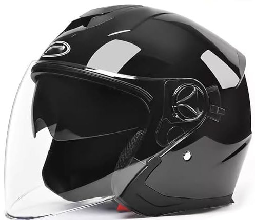 Halbschalenhelm, Vintage Motorradhalbhelm Mofa-Helm Jethelm ECE-Zugelassener Helm Für Erwachsene Damen Und Herren Brain Cap Helm Mit Sonnenblende Für Cruiser Chopper Scooter 2,58-62CM