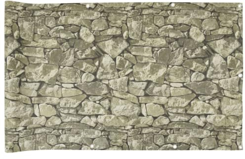 vidaXL Garten Sichtschutz, Sichtschutzmatte mit Aluminiumösen, Windschutz für Außenbereich, Zaunblende Sichtschutzstreifen, Steinoptik PVC